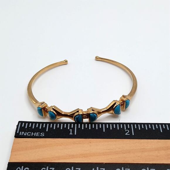 Stella & Dot Turquoise Gold Tone Cuff Bracelet - Picture 9 of 9
